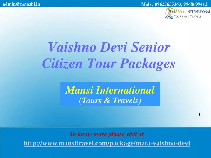 vaishno devi senior citizen tour packages