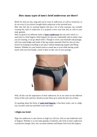 how many types of men s brief underwear are there
