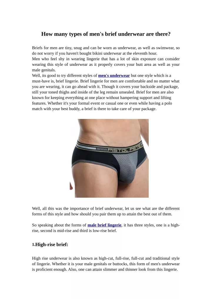 how many types of men s brief underwear are there
