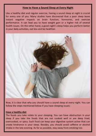 How to Have a Sound Sleep Every Night