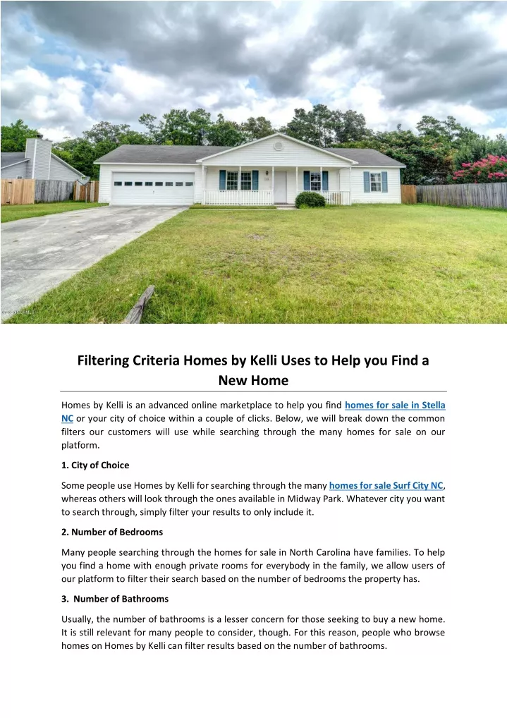 filtering criteria homes by kelli uses to help