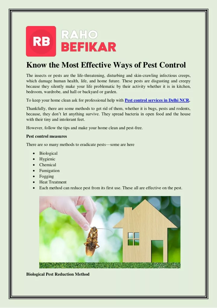 know the most effective ways of pest control