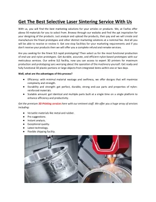 get the best selective laser sintering service