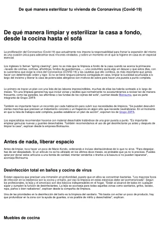 Cómo esterilizar tu vivienda de Coronavirus (Covid-19)