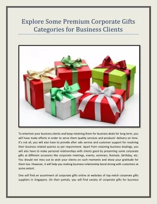 Explore Some Premium Corporate Gifts Categories for Business Clients