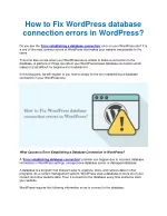 How to Fix WordPress database connection errors in WordPress?