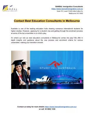 Contact Best Education Consultants in Melbourne