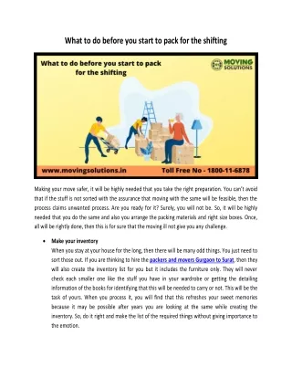 what to do before you start to pack