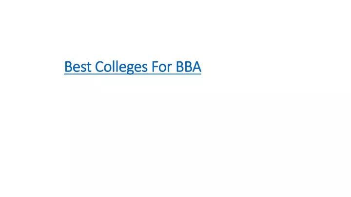 best colleges for bba