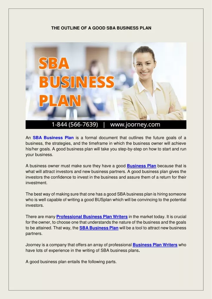 the outline of a good sba business plan