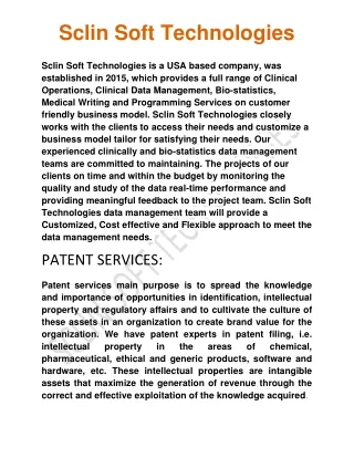 Clinical Data Management - Sclin Soft Technologies