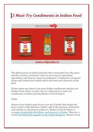 5 must try condiments in indian food