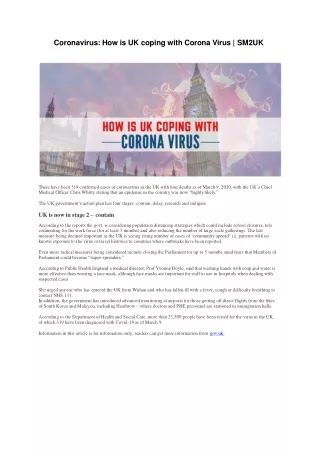 coronavirus how is uk coping with corona virus