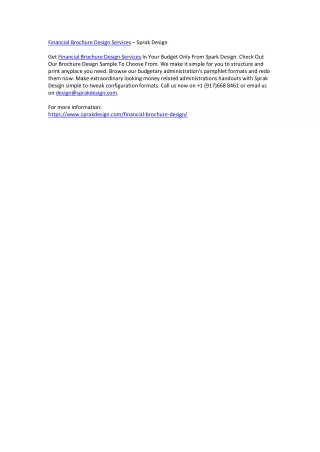 financial brochure design services sprak design