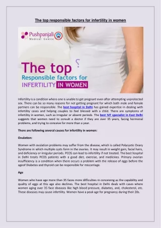 The top responsible factors for infertility in women