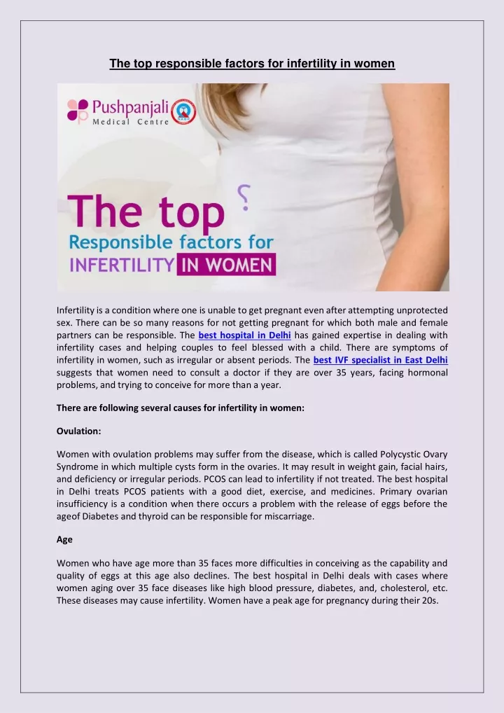 the top responsible factors for infertility
