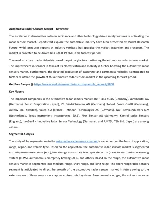 automotive radar sensors market overview