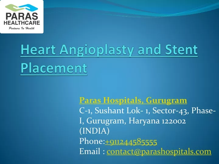 heart angioplasty and stent placement