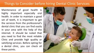 Things to Consider before hiring Dental Clinic Services