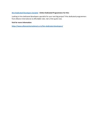 hire dedicated developers secialist online