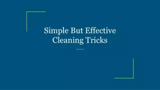 simple but effective cleaning tricks