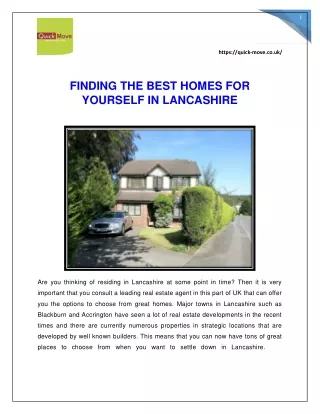 FINDING THE BEST HOMES FOR YOURSELF IN LANCASHIRE