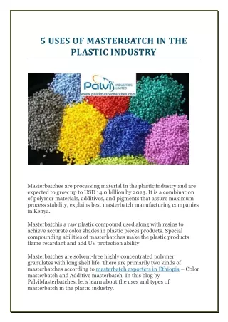 5 uses of masterbatch in the plastic industry
