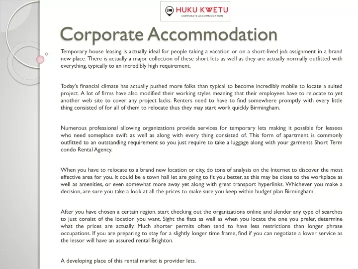 corporate accommodation