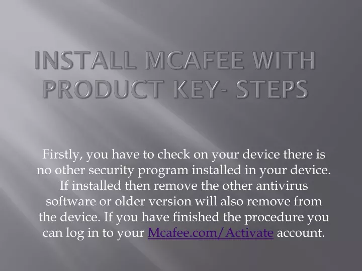 install mcafee with product key steps