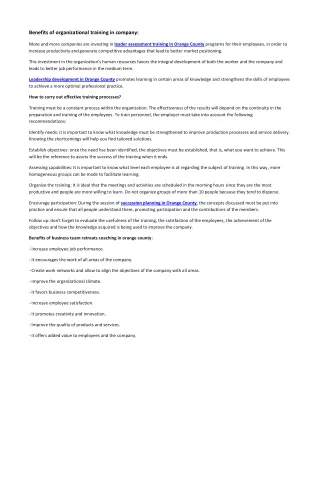 benefits of organizational training in company