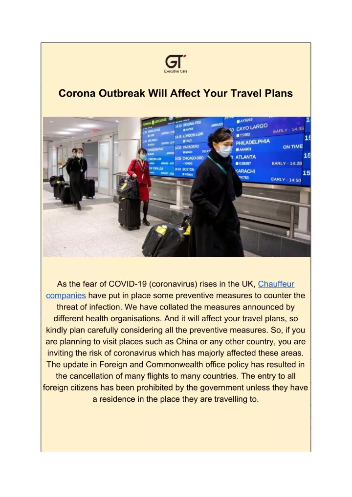 corona outbreak will affect your travel plans