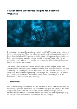 5 must have wordpress plugins for business