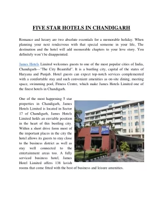 Five Star Hotel in Chandigarh