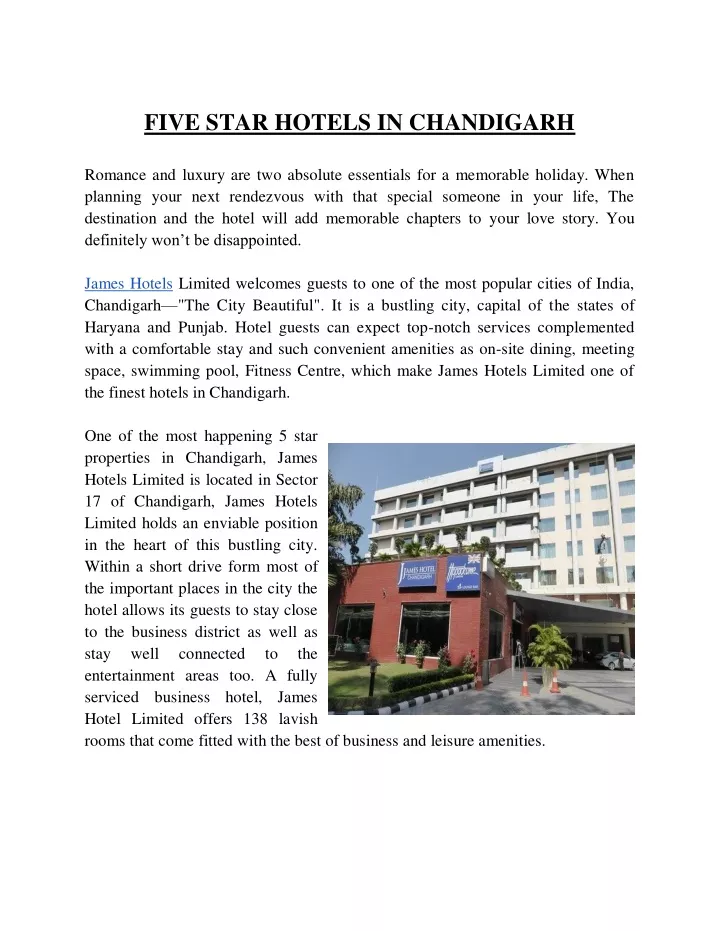 five star hotels in chandigarh
