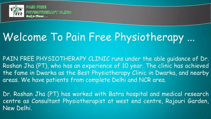 welcome to pain free physiotherapy