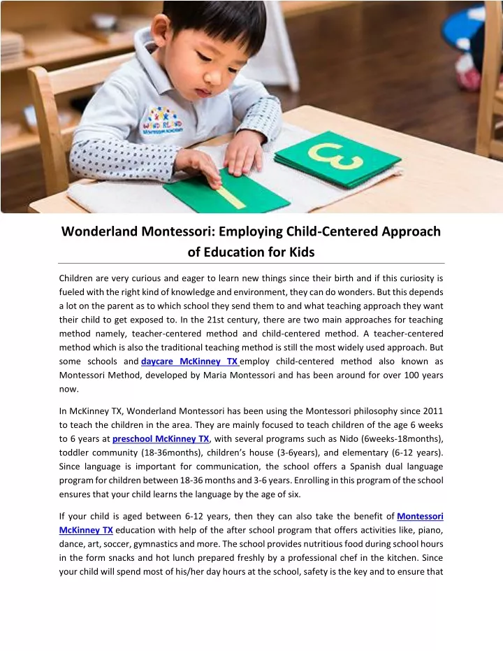 wonderland montessori employing child centered