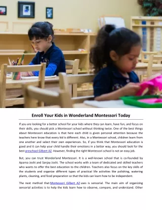 enroll your kids in wonderland montessori today