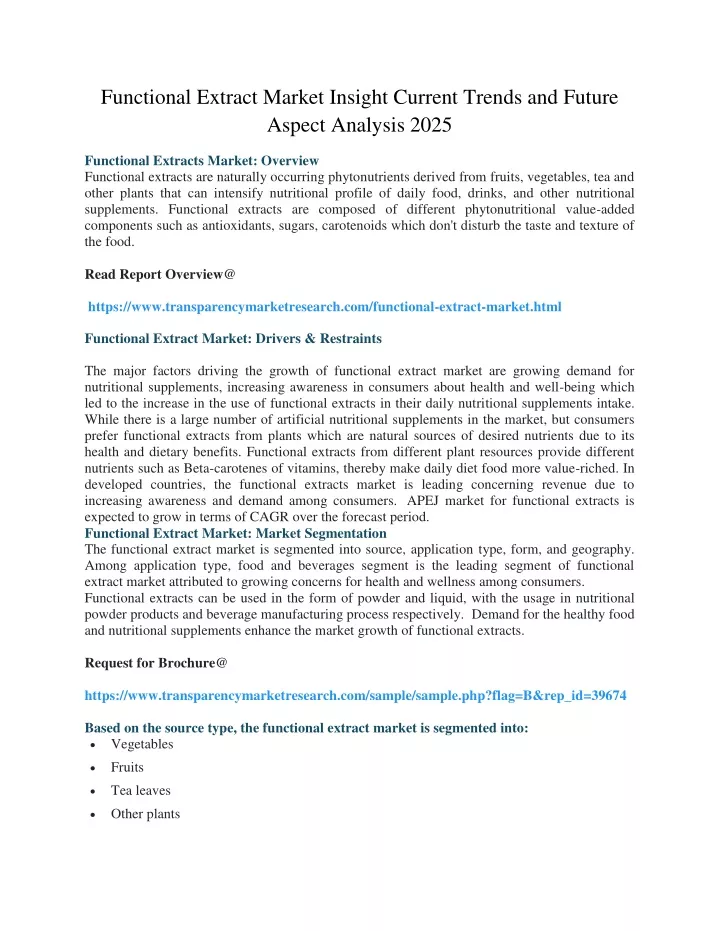 functional extract market insight current trends