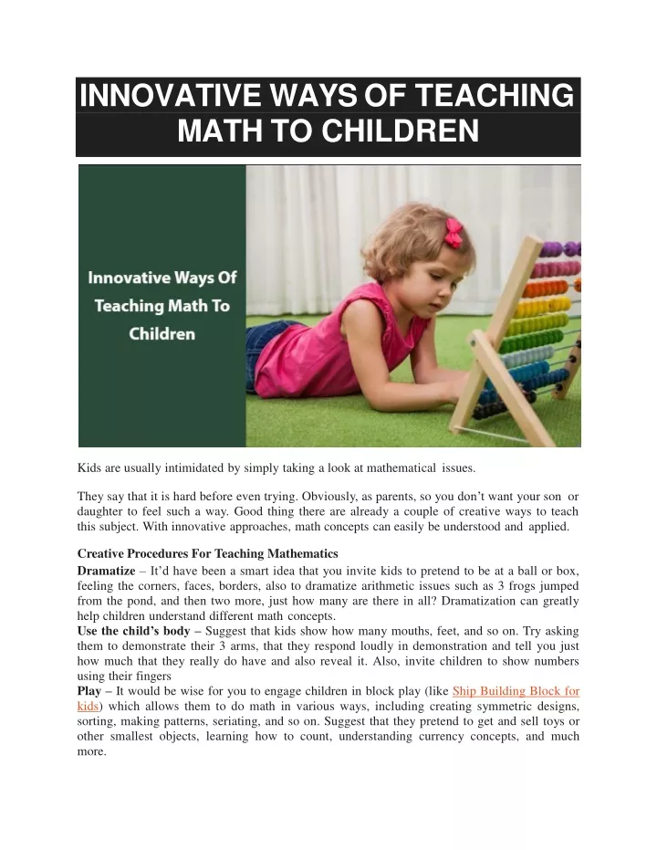 innovative ways of teaching math to children