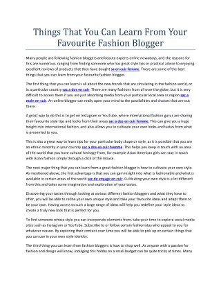 things that you can learn from your favourite