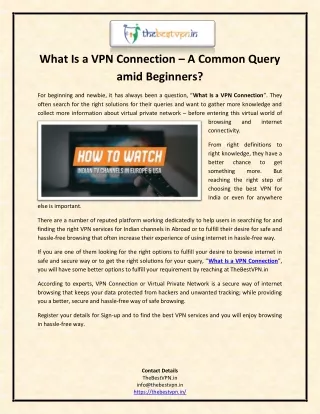 What Is a VPN Connection – A Common Query amid Beginners