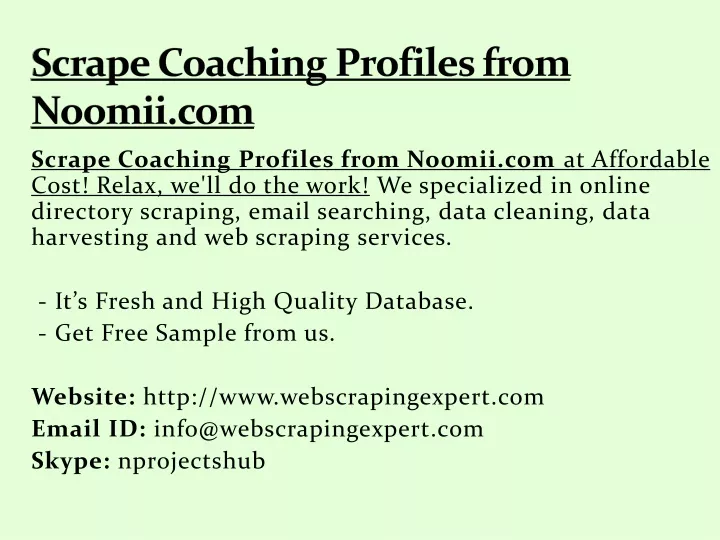 scrape coaching profiles from noomii com