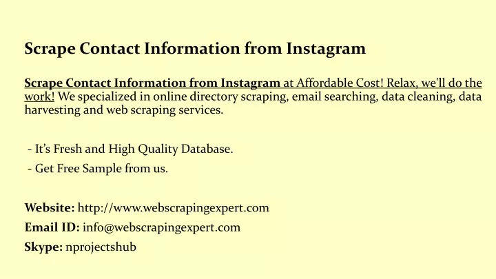 scrape contact information from instagram