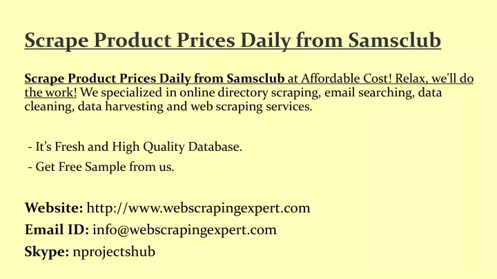 scrape product prices daily from samsclub