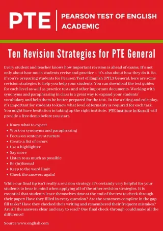 Ten Revision Strategies for PTE General