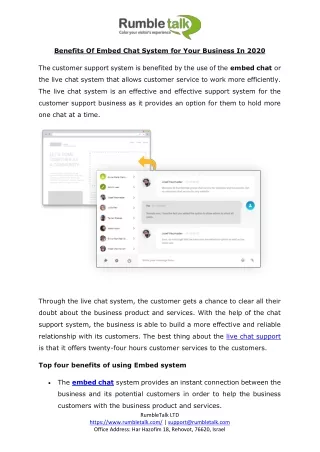 benefits of embed chat system for your business