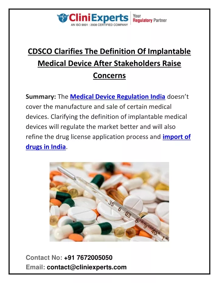 cdsco clarifies the definition of implantable