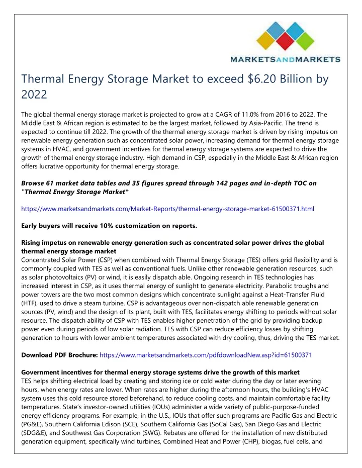 thermal energy storage market to exceed