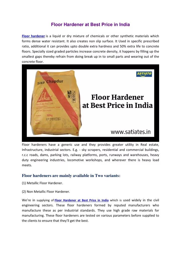 floor hardener at best price in india