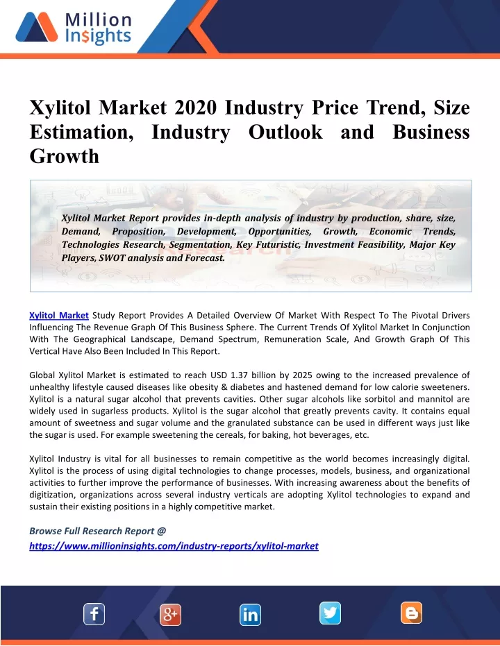 xylitol market 2020 industry price trend size